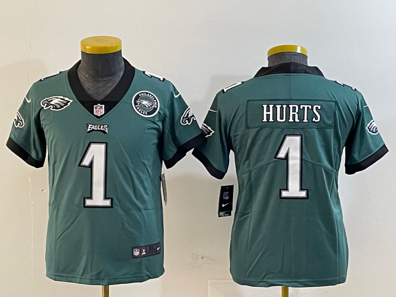Youth 2025 Philadelphia Eagles 1 Hurts green Nike NFL jersey style 8